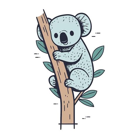 Premium Vector Cute Koala Sitting On The Eucalyptus Branch Vector