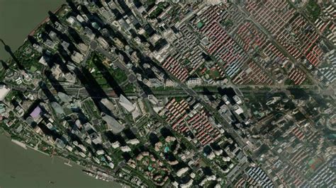 Satellite Shanghai map background loop. Spinning around China city air