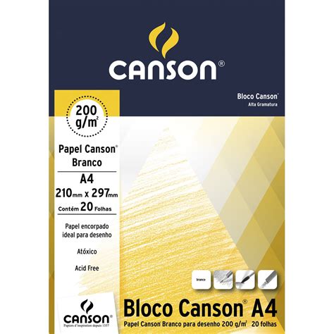 Bloco Papel Canson Desenho Branco 200g A4 20 Folhas Shopee Brasil