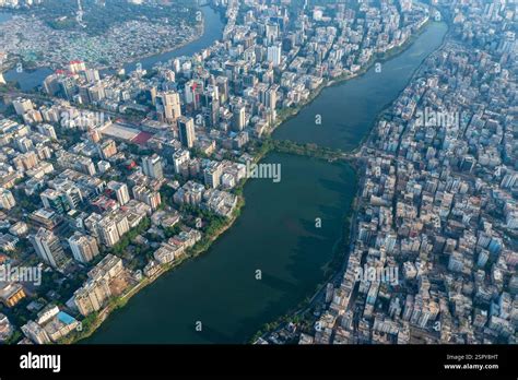 aerial view  dhakas gulshan area showcasing  contrast