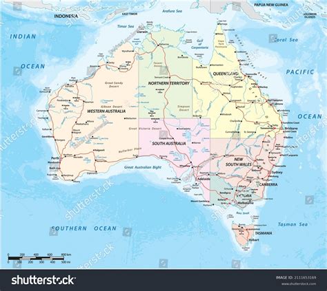 Mapa Vectorial Detallado Del Continente Australiano Vector De Stock