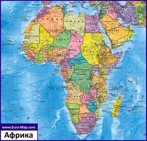 Карта Африки Подробная политическая и физическая карта Африки на