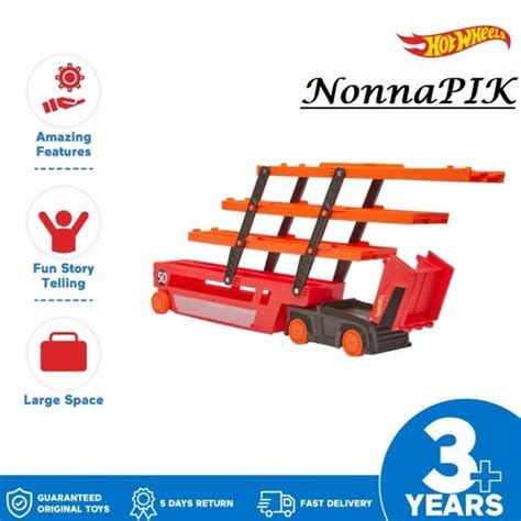Jual Hot Wheels 50th Anniversary Mega Hauler Truck Holds Up To 50 Cars B Shopee Indonesia