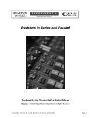 PHYS 2426 Exp 4 Manual EXPERIMENT 4 Resistors In Series And Parallel