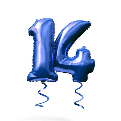 premium photo number  blue foil helium balloon isolated   white