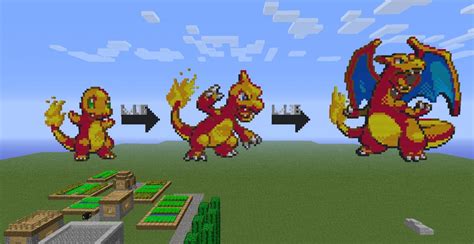 Pixelart Charmandercharmeleon And Charizard Minecraft Project
