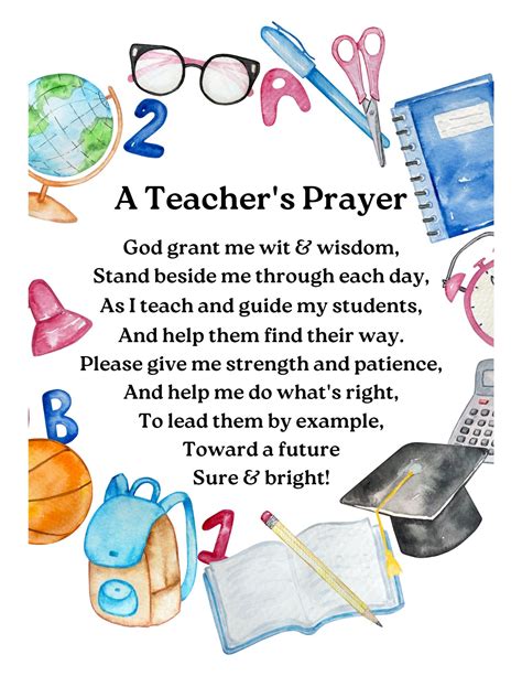 A Teacher's Prayer Printable, Teachers, Teacher Gift, Teacher Wall Art ...