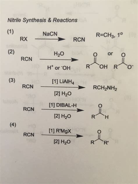 Solved Nitrile Synthesis Reactions Nacn Rx Rcn Chegg