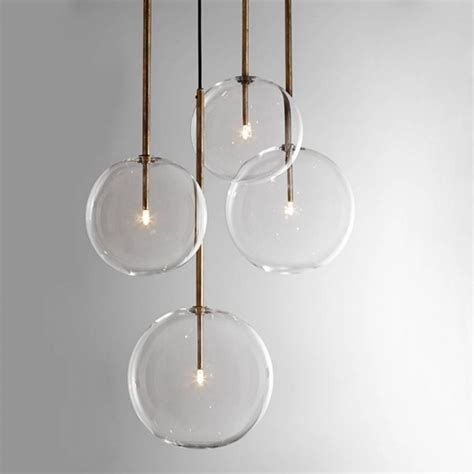 Luxury Modern Clear Glass Pendant Lights Dia 15 20 25 30CM Glass Ball