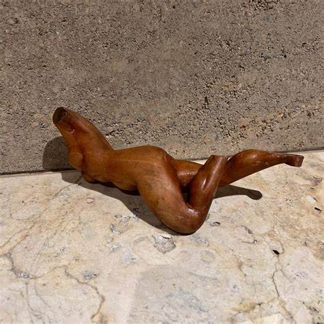 1950s Female Nude Sculpture Hand Carved Mahogany Wood Ambianic