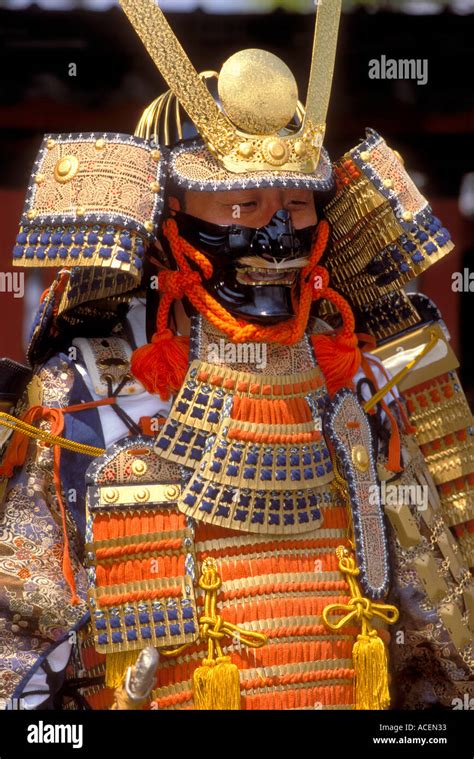 Man Dressed In Full Samurai Armor Participates In The Sannosai Festival