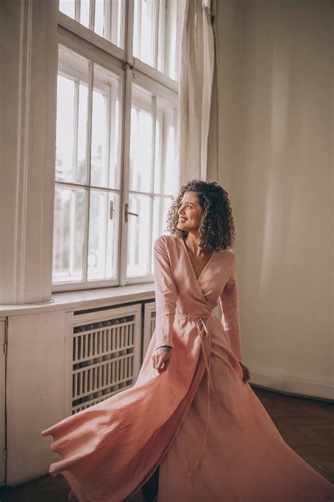 Blush Linen Dress Linen Bridesmaid Dress Linen Maxi Dress Etsy