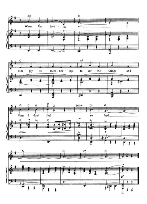 My Favorite Things Piano Sheet Music Easy Sheet Music