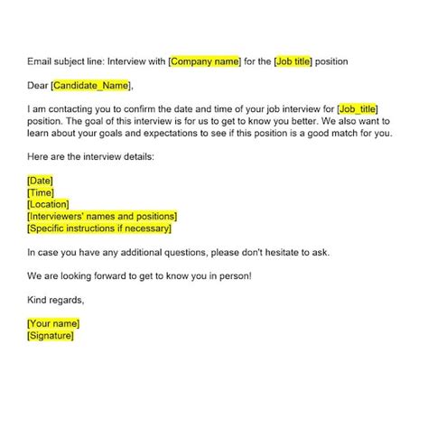 Interview Confirmation Email Template Etsy