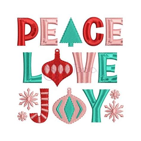 Peace Love Joy Embroidery Design Stitchtopia