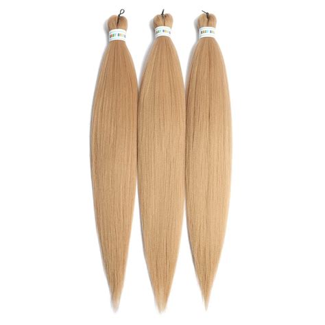 Newluyang Pre Stretched Crochet Hair Braids 26 Inch Yaki Texture 3 Packs Light Brown Blonde