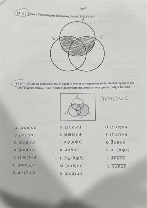 Solved [4 Pt] 3 Draw A Venn Diagram Illustrating The Set