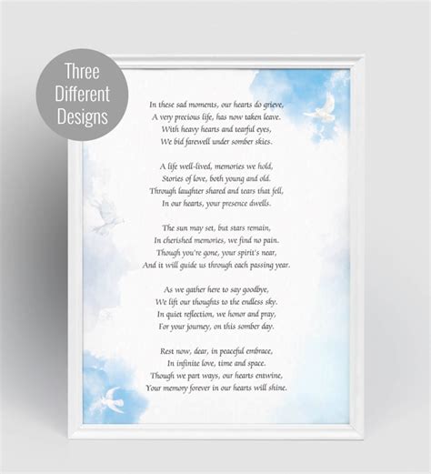 Uplifting Funeral Poem, Short Poems for Funerals, Memorial Poems to