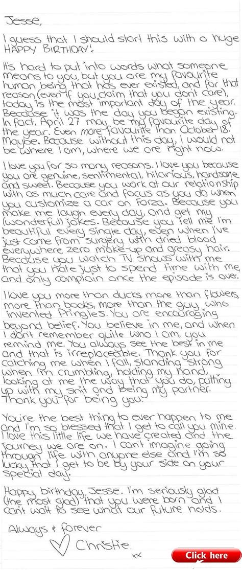 Birthday Letter Boyfriend Resume Letter