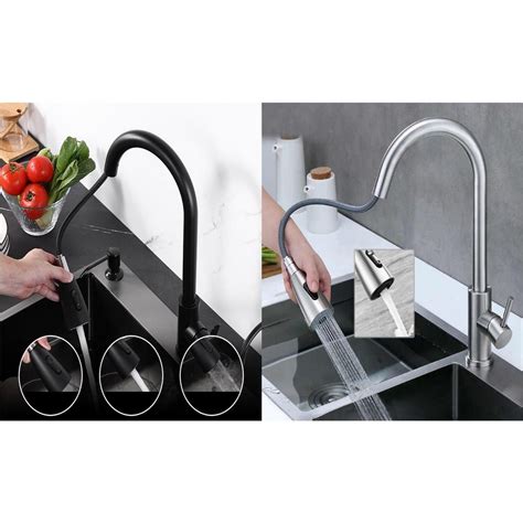Stainless Steel Pull Out Kitchen Faucet Hot And Cold Sprayer Faucet With Flexible Hose