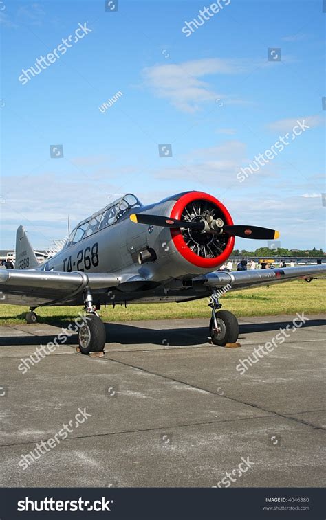 british harvard aircraft displayed airshow stock photo