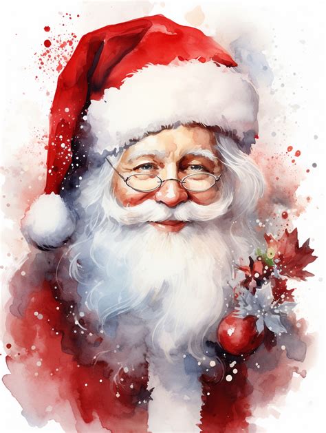 Santa Portrait Watercolor Art Free Stock Photo Public Domain Pictures