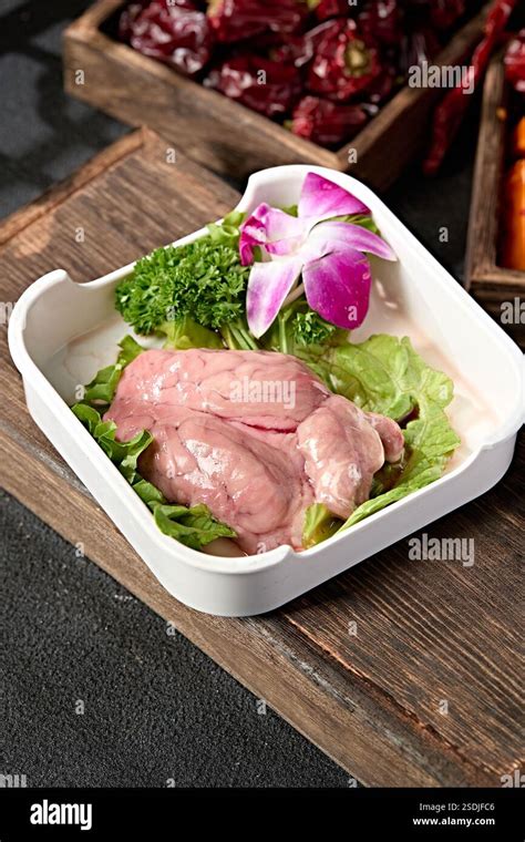 Hot Pot Ingredients Fresh Pig Brain Stock Photo Alamy