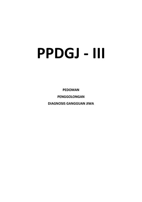 374271805 Ppdgj III Ilmuu PPDGJ III PEDOMAN PENGGOLONGAN