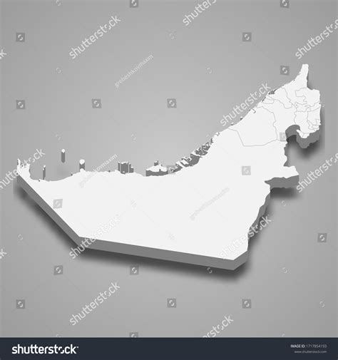 3d Map United Arab Emirates Borders Stock Vector Royalty Free