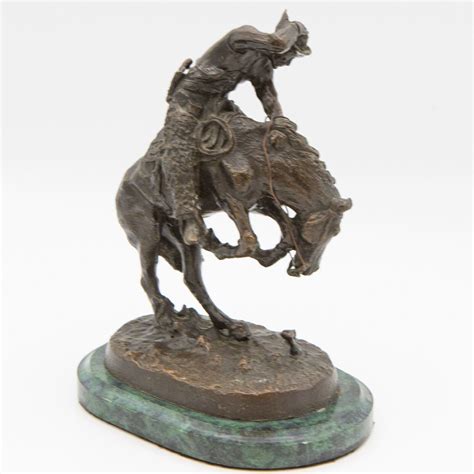 Frederic Remington Rattlesnake Bronze Statue With Marble Base 7