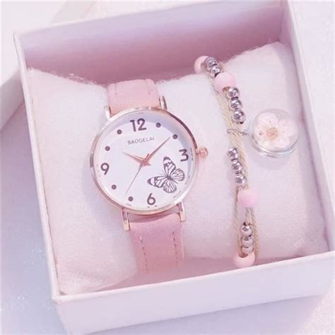 Sharphy Coffret Montre Enfant Fille Bracelet Fleur De Cerisier