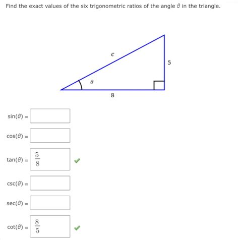 Solved Find The Exact Values Of The Six Trigonometric Ratios Of The