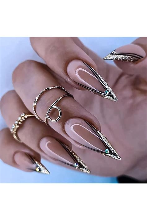 Long Press On Nails Almond Nude Pink Fake Nails Green Marble Pattern False Nails With Design