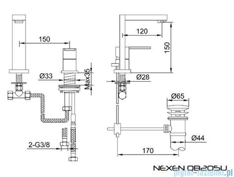 Kohlman Nexen S 2 Otworowa Bateria Umywalkowa SQB205U Plytki Lazienki