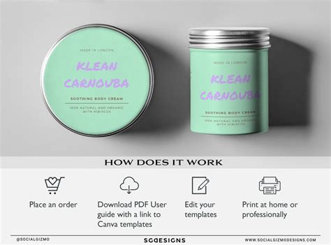 Editable Cosmetic Jar Label Templates Modern Jar Label Etsy