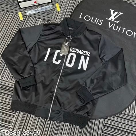 Áo Khoác Bomber DSQ ICON Logo Chữ In Trước Ngực Chất Liệu Gió 2 Lớp Áo Khoác Nam Nữ Hot Trend