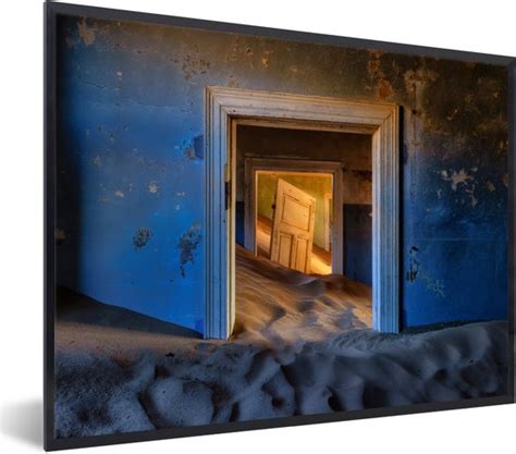 Fotolijst Incl Poster Zand Blauw Deur Architectuur 40x30 Cm