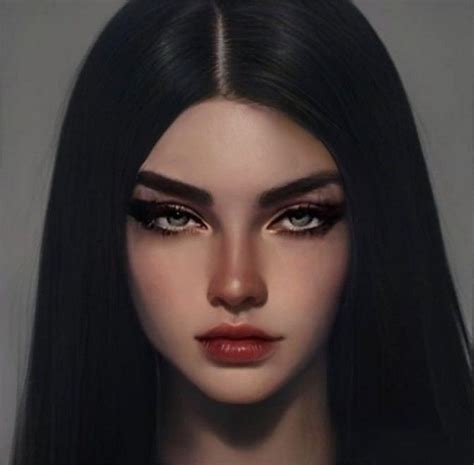 Pin On Personagens Bonitos In 2024 Black Hair Green Eyes Digital Portrait Art Girls With