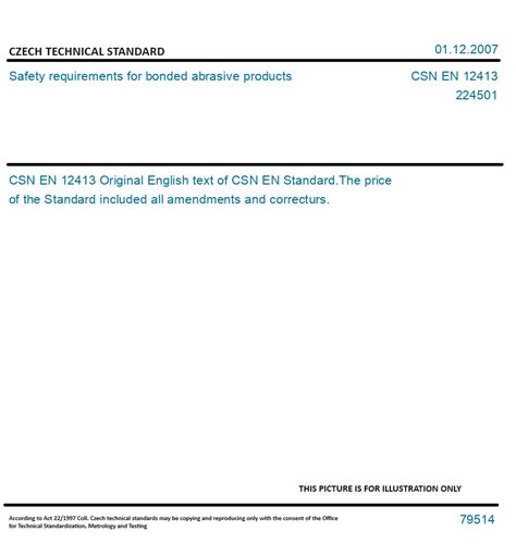 CSN EN 12413 - Safety requirements for bonded abrasive products