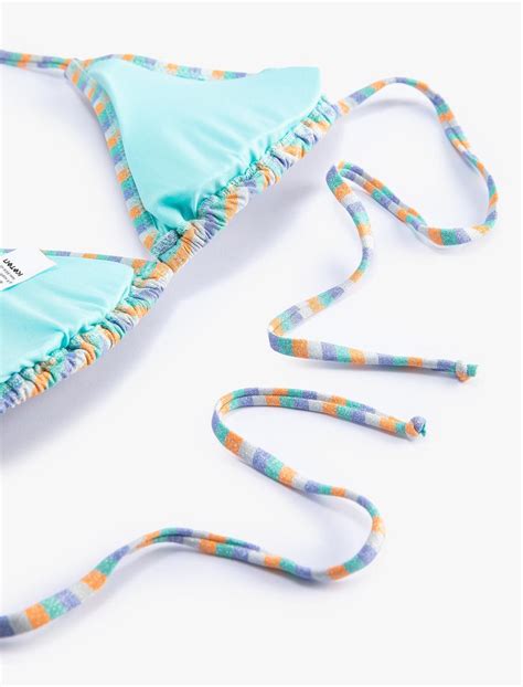 Mavi Kadın Üçgen Bikini Üstü Boyundan Bağlamalı SAK MM Koton