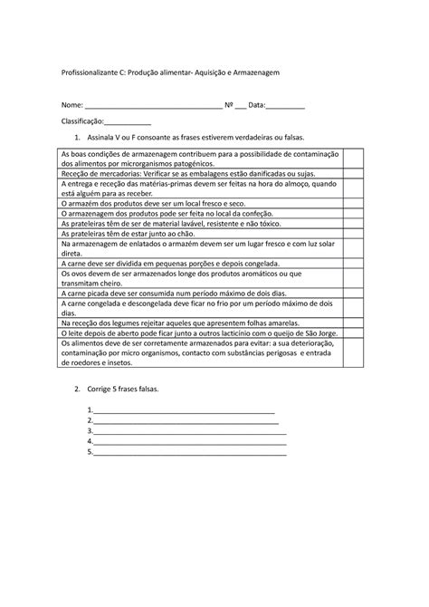 Ficha dsadasd Profissionalizante C Produção alimentar Aquisição e