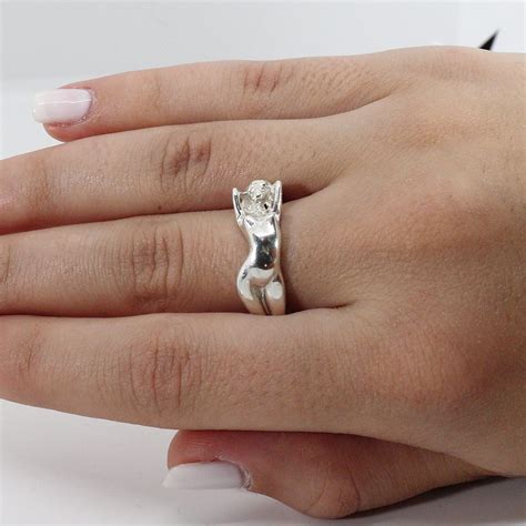 Erotic Nude Girl Sterling Silver Ring Erotic Ring Adult Naked Lady Ring Nude Woman Ring