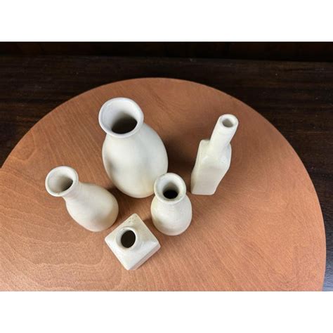 White Ceramic Vase Set 5 Pieces Chairish