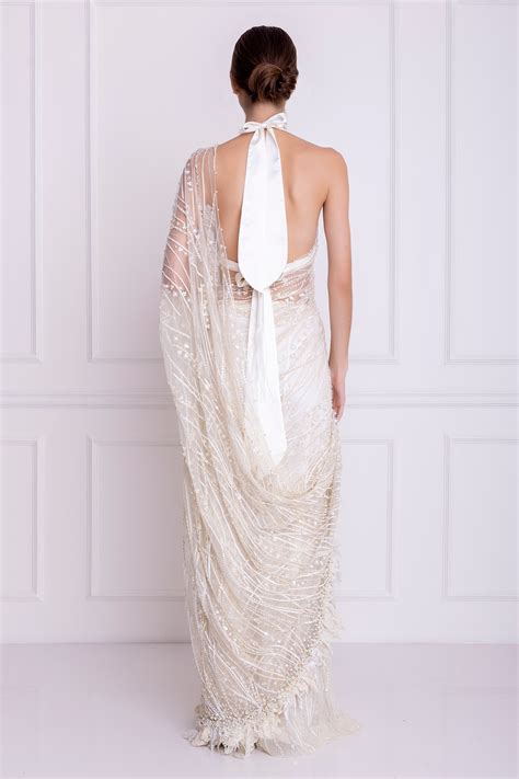 Buy Dilnaz Karbhary White Net Embellished Bikini Top Online Aza Fashions