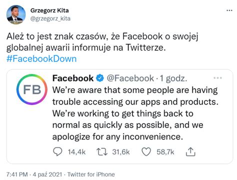 Awaria Facebook Dlaczego Facebook Nie Dzia A Zabkowice Pl