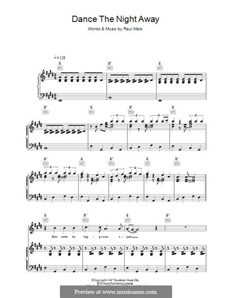 Dance the Night Away (The Mavericks) by R. Malo - sheet music on MusicaNeo