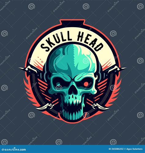 Skull Head Biker Badge Logo Vector Illustration Stock Vector Illustration Of Fire Emblem