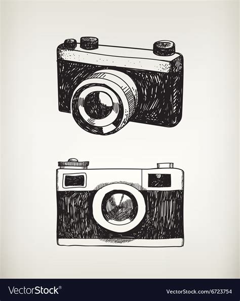 Set Of Hand Drawn Vintage Cameras Royalty Free Vector Image