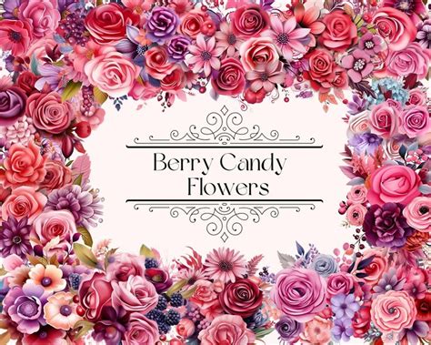 Dark Pink Flower Clipart Berry Colored Flowers Watercolor Flowers