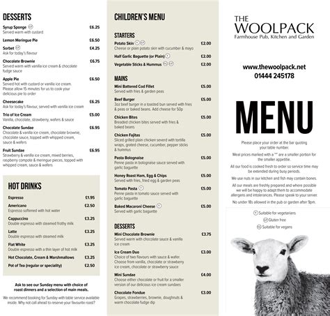 Menu | The Woolpack